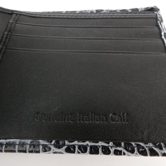Roger Ximenez Wallet Men's Shadow Gray Mock Croc Genuine Leather Wallet NEW - Picture 12 of 13